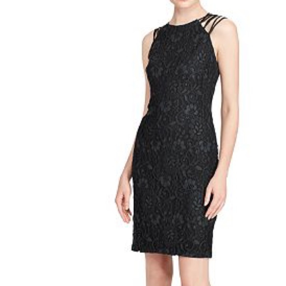 NWT Ralph Lauren Black Lace Midi Dress